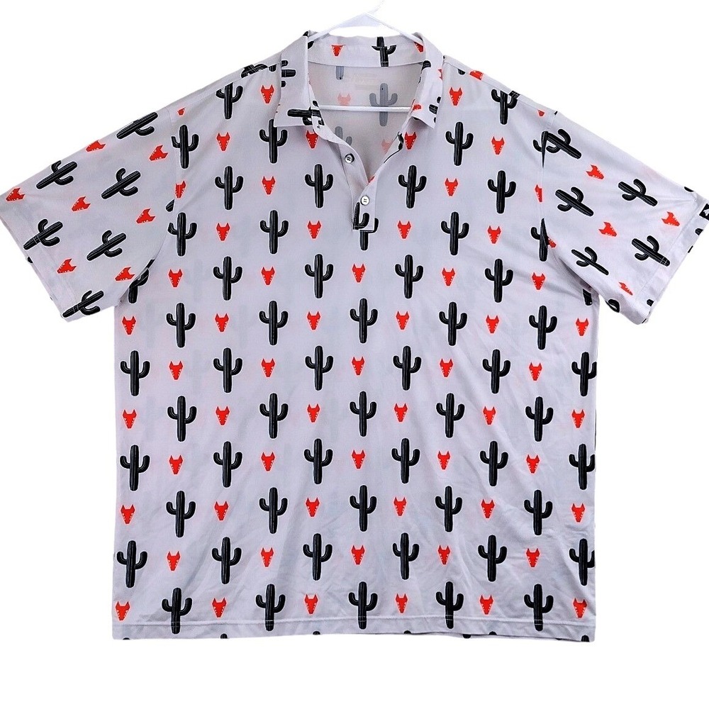 Raised by Coyotes Cactus Coyote Polo Shirt Mens 2XL White Performance Golfcore